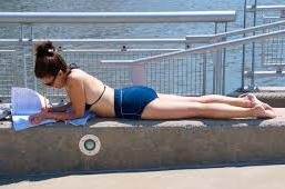 A woman sunbathing