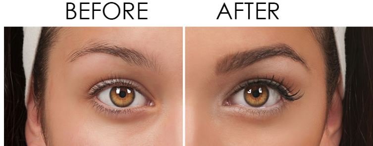 Before and after using an eyebrow enhance