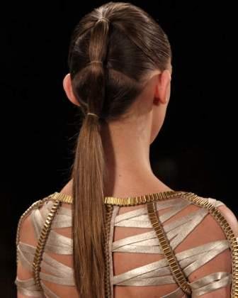 Multiple tied pony tail