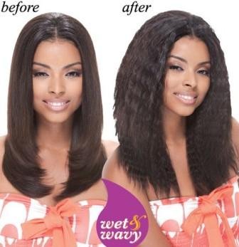 Wet and wavy human hair weave